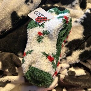 Cozy Holiday Women’s Socks - Green, Red and White